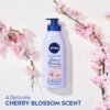 NIVEA Oil Infused Cherry Blossom and Jojoba Oil Body Lotion for Women, Fast-Absorbing and Non-Greasy Cherry Blossom Scented Lotion Moisturizes for 48 Hours, 16.9 Fl Oz Pump Bottle