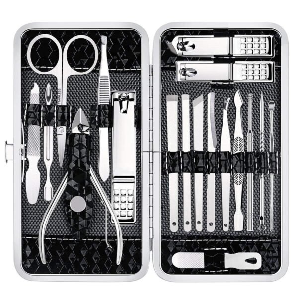 81HadX2-xPL._SL1200_.jpg Nail Clippers Set Fingernail and Toenail Clipper Cutters, Manicure Pedicure Kit 18 Pieces Stainless Steel Professional Grooming Kits, Nail Care Tools with Luxurious Travel Case
