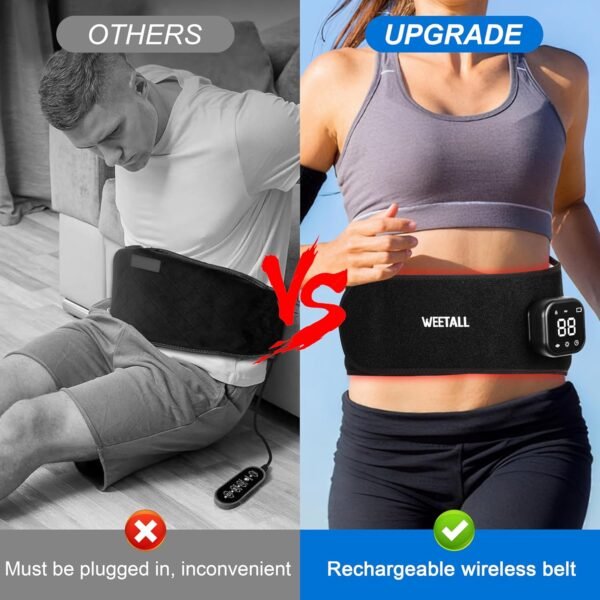 Cordless Red Light Therapy Belt: 5200mAh Rechargeable Infrared Light Therapy for Body with Heating Vibration, FSA HSA Eligible, for Back, Waist, Shoulder Pain Relief, Portable Gift for Women Men