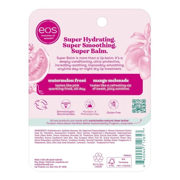 81HukAMveiL._SL1500_.jpg eos 24H Moisture Super Balm- Watermelon Frosé & Mango Melonade, Lip Mask, Day or Night Lip Treatment, Made for Sensitive Skin, 0.35 fl oz, 2-Pack