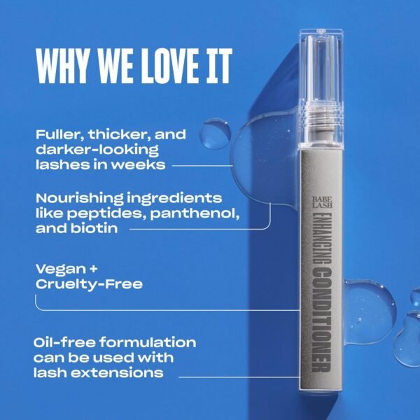 Babe Original Babe Lash Enhancing Conditioner - Conditioning Serum for Eyelashes, with Peptides and Biotin, Promotes Fuller & Thicker Looking Lashes, Companion to Essential Lash Serum