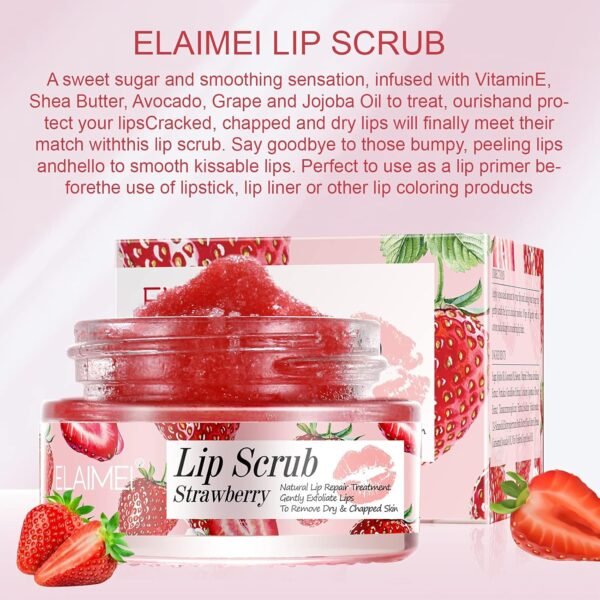 81IocRSD3KL._SL1500_.jpg Strawberry Lip Scrub & Repair, Exfoliator & Moisturizer for Chapped, Dry and Flaky Lips