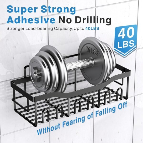 81JGyDW9yyL._AC_SL1500_.jpg Adhesive Shower Caddy, 5 Pack Rustproof Stainless Steel Bath Organizers With Large Capacity, No Drilling Shelves for Bathroom Storage & Home Decor