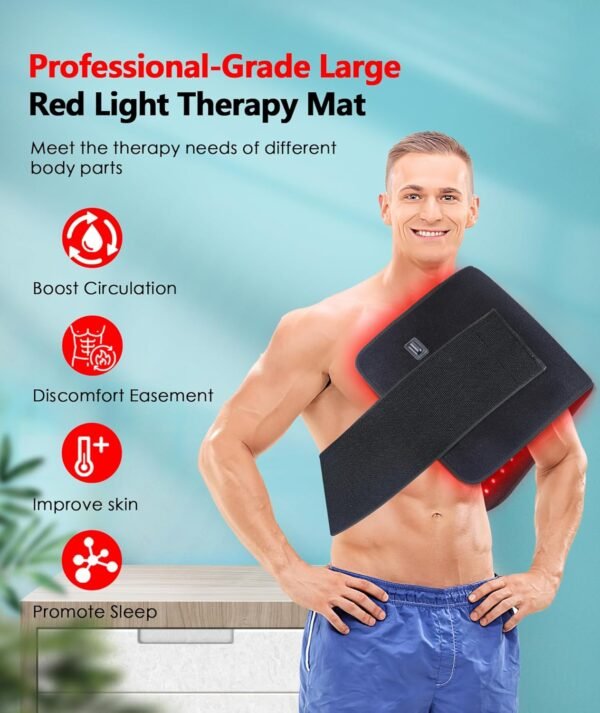 Red Light Therapy Pad for Body, 180W LED Red & Infrared Light Device Mat with 660nm & 850nm Wavelengths for Waist Back Shoulder Muscle Pain Relief FSA HSA Eligible