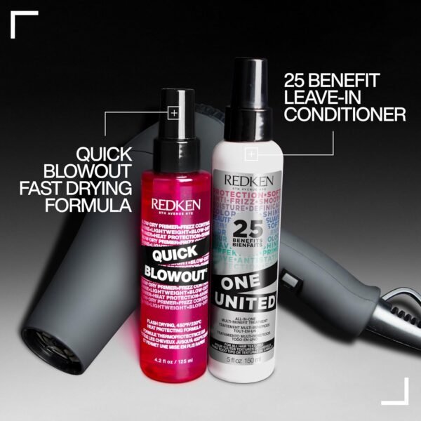 Redken Quick Blowout Heat Protectant Spray For All Hair Types - Smooths & Adds Shine, Lightweight Blowdry Styling Primer with Heat Protection