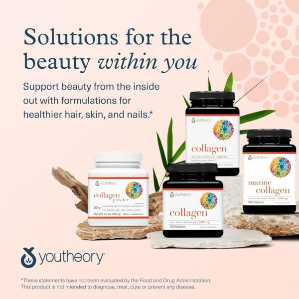 81L2bu53qeL._AC_SL1500_.jpg Youtheory Advanced Collagen - 6,000 mg Collagen with Vitamin C - for Hair, Skin & Nails* - Supplements for Women & Men - 290 Tablets