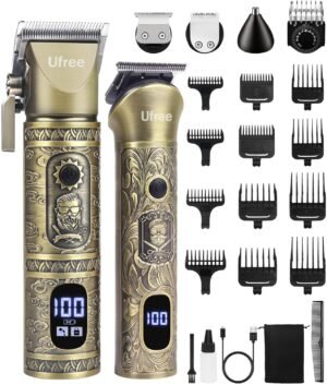 Ufree Hair Clippers for Men Professional with Beard Trimmer, Barber Clippers and Trimmers Set, Electric Razor Shavers for Men, Cordless Mens Grooming Kit for Nose, Face, Hair, Gifts