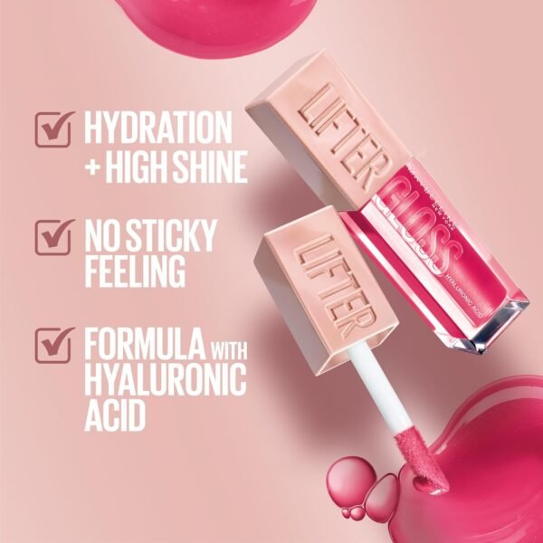 81M1E6K4ipL._SL1500_.jpg Maybelline Lifter Gloss, Hydrating Lip Gloss with Hyaluronic Acid, Moon, Nude Pink, 0.18 Ounce