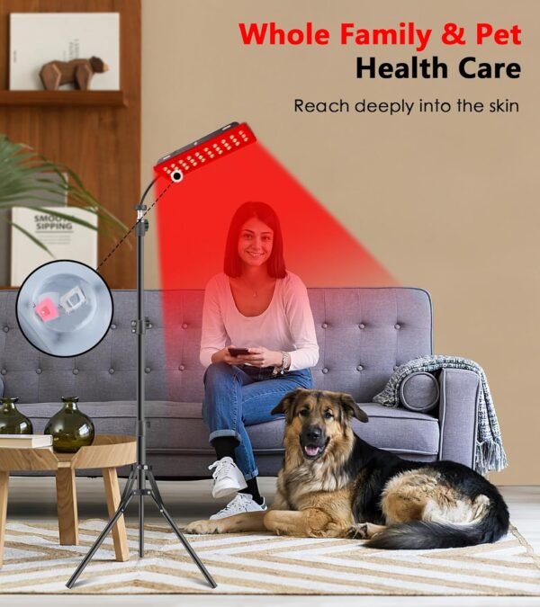 Red Light Therapy Lamp, Infrared Light Therapy with Stand - 660nm Redlight and 850nm Near Infrared Light Device for Body Pain Relief Skin Care