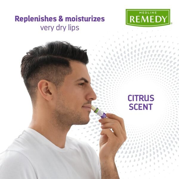 81NRPMuT2RL._SL1500_.jpg Medline Remedy Clinical Lip Balm, 3 Count, Citrus Scent, Moisturizing, Hydrating, Nourish, Nutrient Rich, Soothing Natural Oils, Revitalize, Comforting, Skin Conditioners, 0.15 oz Stick