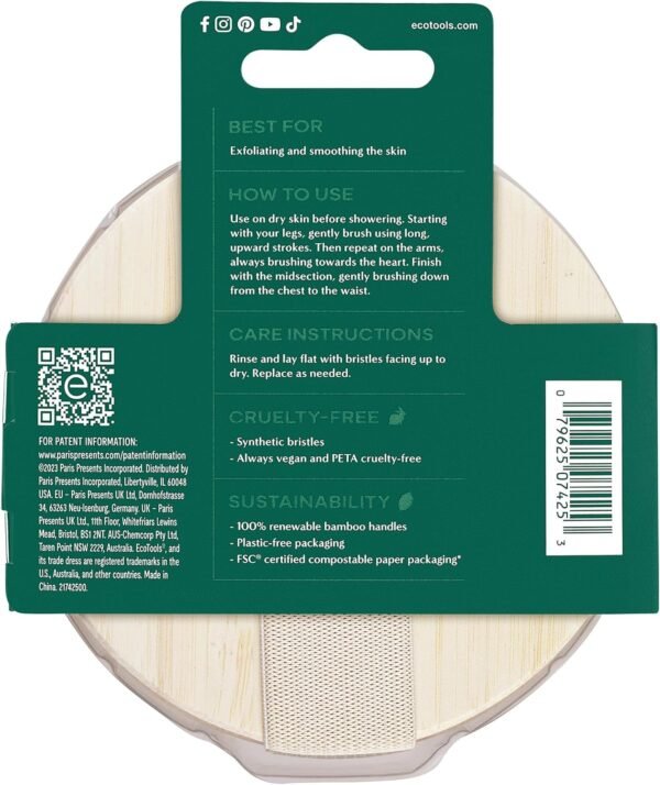 EcoTools Dry Brush, Gentle Exfoliating Scrubber for Skincare and Beauty, Pore Cleansing, Pink