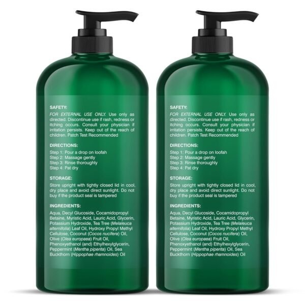 Botanic Hearth Tea Tree Body Wash | 16 fl oz | Helps Soothe Itchy, Dry Skin, Antifungal Body Wash with 100% Pure Tea Tree Oil | Sulfate Free, Paraben Free, for Men and Women Set of 2
