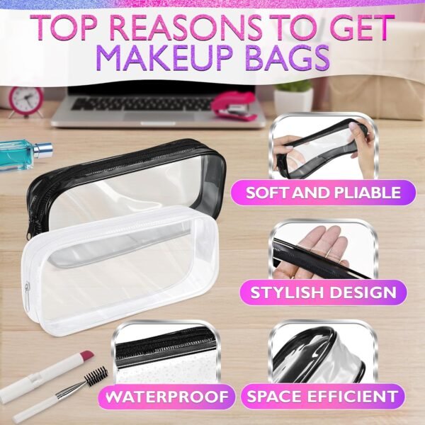 81P4hKqnzL._AC_SL1500_.jpg Small Makeup Bag for Purse – 2 Pcs Clear Zipper Pouches, Soft, Elastic, Waterproof Plastic Small Cosmetic Bag for Purse, Space-Efficient, Stylish Design – Great for Organizing Essentials on the Go