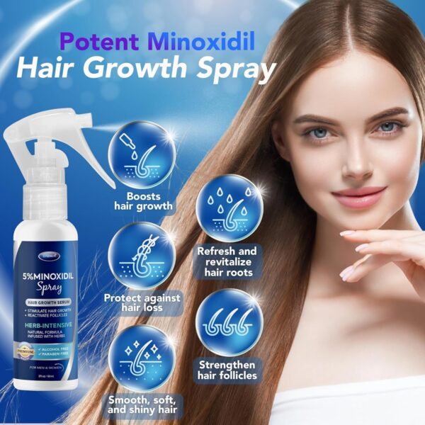 5% Minoxidil Hair Regrowth Spray - 60ml, For Men & Women