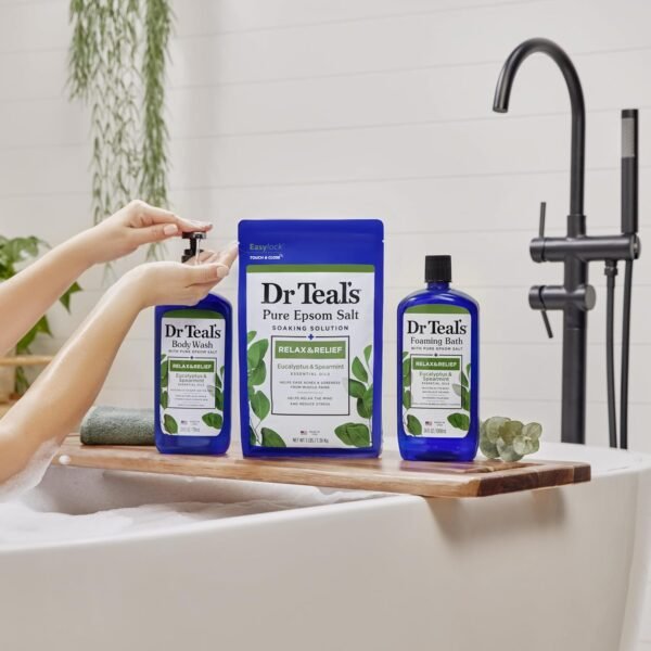 Dr Teal's Body Wash with Pure Epsom Salt, Relax & Relief with Eucalyptus & Spearmint, 24 fl oz (Pack of 2)