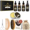 Beard Kit for Men Grooming & Care W/3 Pack Beard Oil, Wash, Balm, Comb, Brush, Scissors,Anniversary Valentines Birthday Fathers Gifts Idea for Husband Him Boyfriend Dad Men Christmas Stocking Stuffers