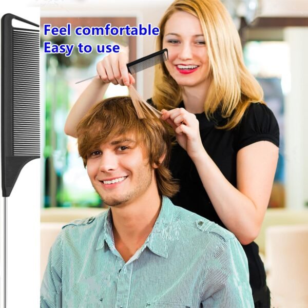 9pcs Topsy Hair Tail Tool and rat tail comb set,6pcs French Braiding Tool ring,3Pcs Metal Parting Combs,Woman Girl Hair Styling (Pink,Purple, Black)