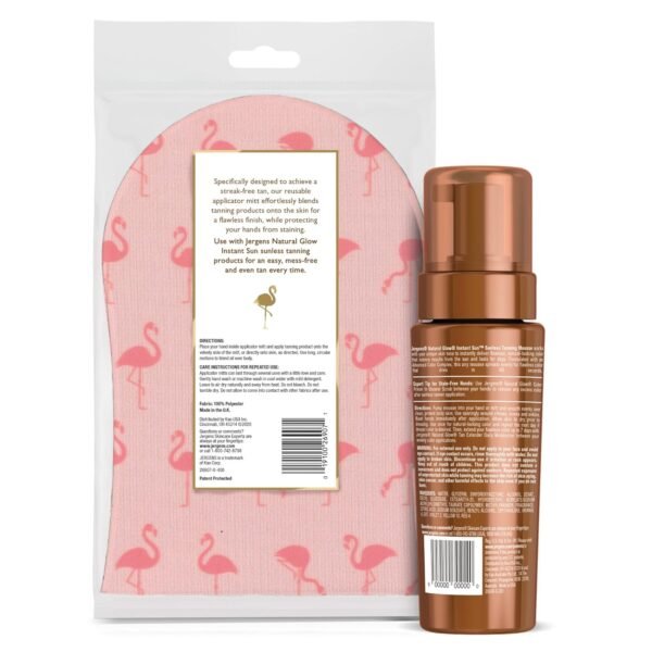 Jergens Natural Glow Instant Sun Bundle: Deep Bronze Sunless Tanning Mousse, 6oz Bottle and Applicator Mitt