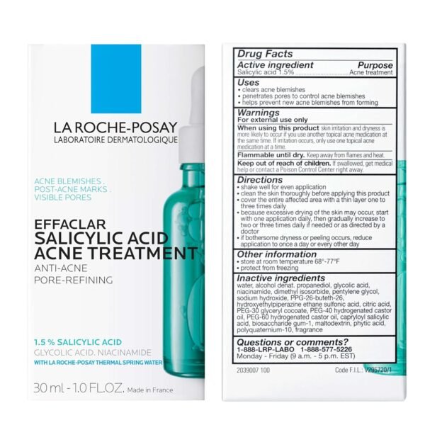 La Roche-Posay Effaclar Salicylic Acid Treatment to Minimize Pores, Clear Acne Blemishes and Post Acne Marks