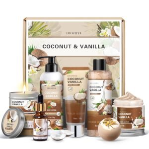 81RLFJfzwXL._SL1500_.jpg Gifts for Women, Birthday Gifts for Women, Bath and Body Gifts Set, Vanilla Coconut Spa Gift for Self Care,Thank you Relaxing Bath Sets for Mom, Grandma, Girlfriend, Sister, Friends