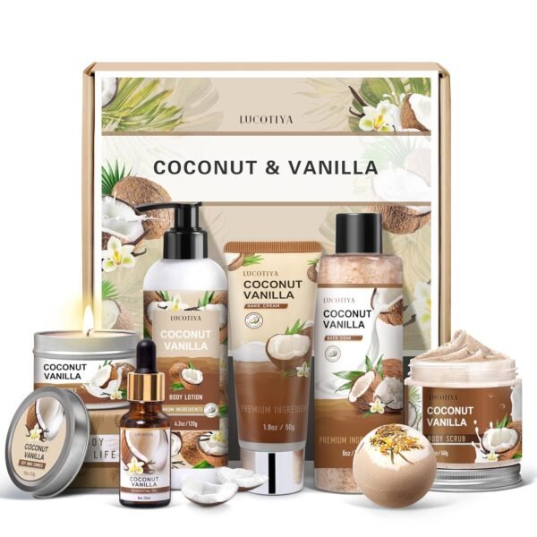81RLFJfzwXL._SL1500_.jpg Gifts for Women, Birthday Gifts for Women, Bath and Body Gifts Set, Vanilla Coconut Spa Gift for Self Care,Thank you Relaxing Bath Sets for Mom, Grandma, Girlfriend, Sister, Friends