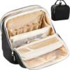 81RegXA4MyL._AC_SL1500_.jpg Makeup Bag, Large Capacity with Room for Brushes and Mirror, Travel Makeup Organizer, Portable Standing Make Up Case, Waterproof Cosmetic Toiletry Bags with Handle, Color Black