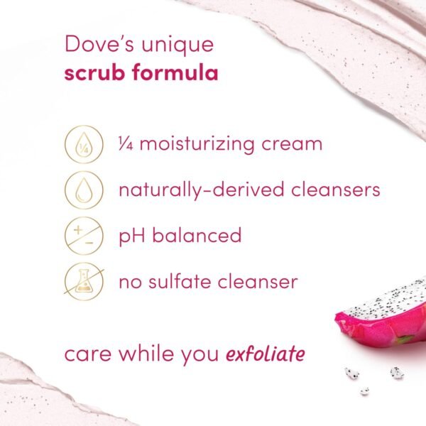 Dove Body Scrub Dragon Fruit & Coconut Cream Body Scrub Exfoliates and Deeply Nourishes for Smooth, Radiant Skin 15 oz