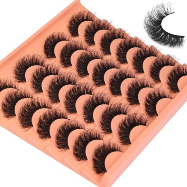 81RlWW5oB0L._SL1500_.jpg Short Lashes Natural Look False Eyelashes Thick Volume Faux Mink Lashes Pack Wispy Strip Fake Eyelashes Cat Eye Lashes that Look Like Extensions 14 Pairs