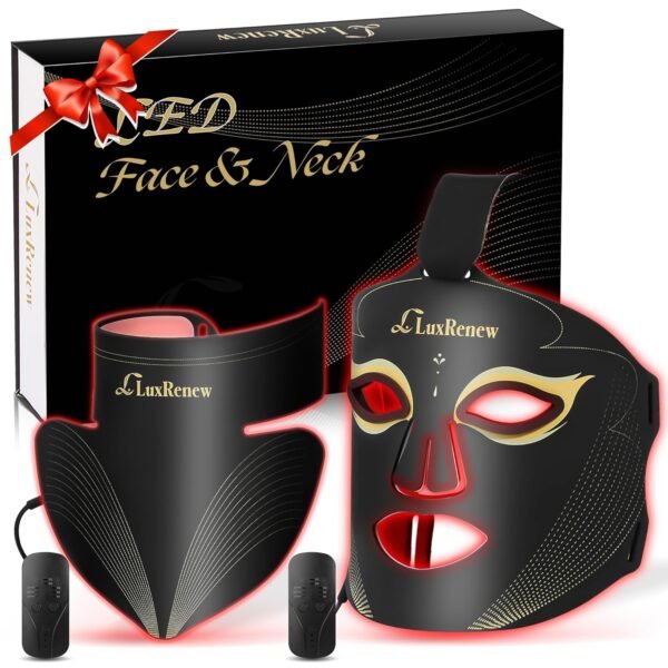 Red Light Therapy for Face Set, Led Mask Light Therapy for Face & Neck, Light 850nm and Red Light 630nm, Black