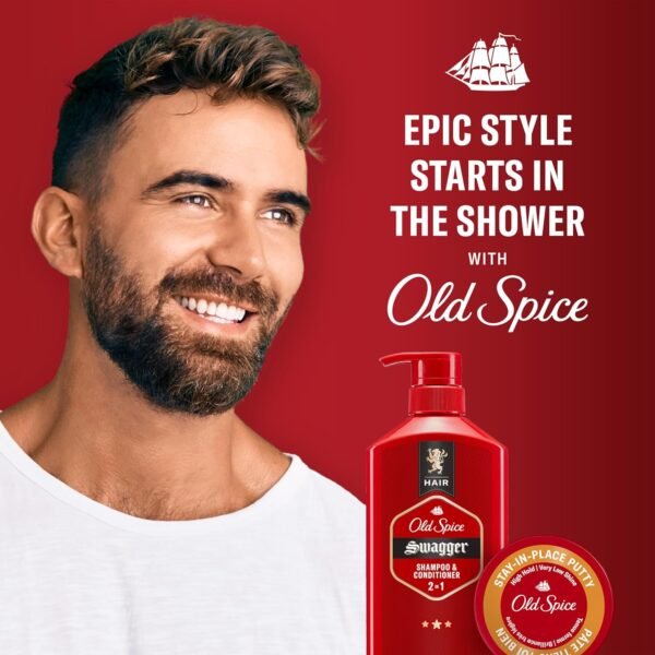 Old Spice Stay-In-Place Hair Styling Putty for Men, High Hold, Very Low Shine, 2.22 Oz
