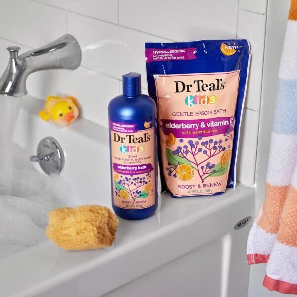 Dr Teal's Kids 3-in-1 Elderberry Bath: Bubble Bath, Body Wash & Shampoo, 20 fl oz.