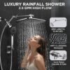 Veken Wide Rain Shower Head with 6 Modes Handheld Water Spray,High Pressure Showerhead Combo with Arm for Bathroom Accessories,Home Decor Detachable Dual Shower with Anti-Clog Nozzles,Silver Chrome
