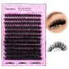 Yawamica Fluffy Lash Clusters Thick 200D Volume Eyelash Clusters 14-20mm Wispy Individual Lashes D Curly Cluster Eyelash Extensions 240pcs DIY Lash Extension for Beginners