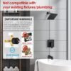 Esnbia Tub Shower Faucet Set (Valve Included) with 6-Inch Rain Shower Head and Tub Spout, Black Shower Head and Handle Set，Single-Handle Tub and Shower Trim Kit, Matte Black