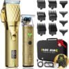 FADEKING® Professional Hair Clippers for Men - Cordless Hair Clippers, LCD Display Barber Clippers for Hair Cutting & Mens Grooming with Travel Case (Gold+Bronze)
