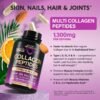 81VE-A9ygaL._AC_SL1500_.jpg Multi Collagen Peptides - Hydrolyzed Types I, II, III, V & X - Collagen Supplement for Women 1300mg - w/ Hyaluronic Acid, Vitamins C & E - Skin, Hair, Nails & Joint Support - Made in USA, 120 Capsules