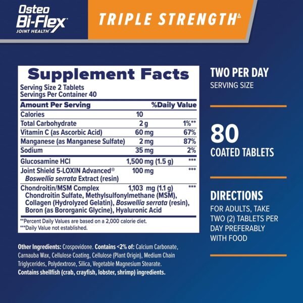 81VcvjEonFL._AC_SL1500_.jpg Osteo Bi-Flex Triple Strength, Glucosamine Chondroitin with Vitamin C Joint Health Supplement, Coated Tablets, 80 Count