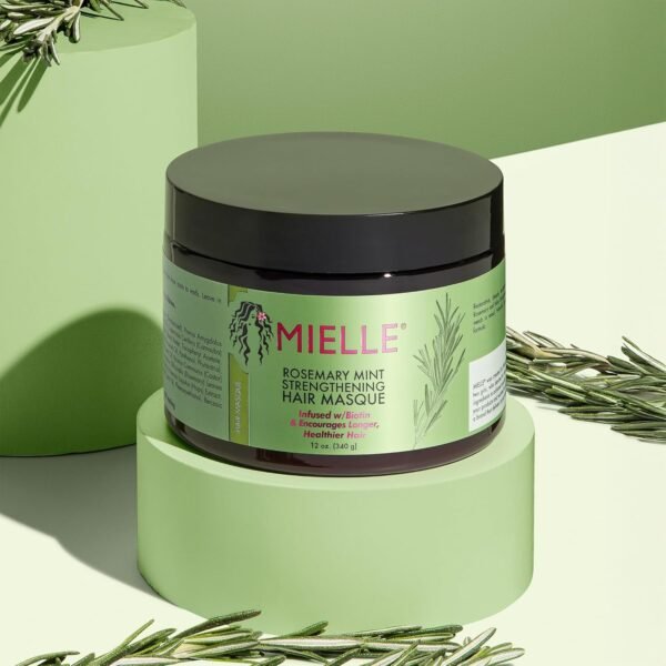 Mielle Organics Rosemary Mint Strengthening Hair Mask for Damaged Hair - Deep Conditioning Treatment Enriched with Biotin, Honey & Coconut Oil - Helps Encourage Longer, Healthier Strands (12 Oz)