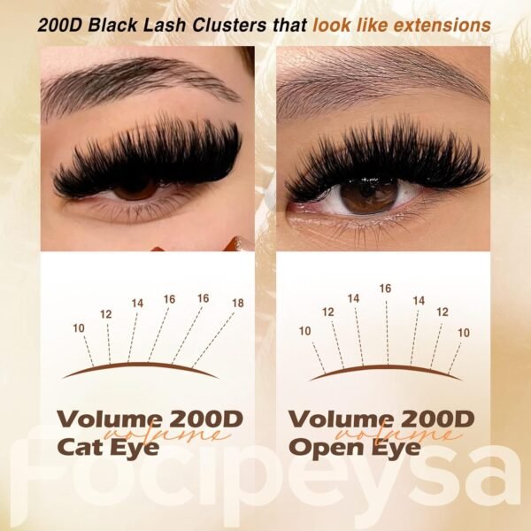 81XHE5jtoiL._SL1500_.jpg Focipeysa Lash Extension Kit Thick Eyelash Extension Kit 10-18mm Volume Lash Clusters 200D Individual Eyelashes Kit with Lash Bond, Lash Remover, Lash Applicator, DIY Lashes Extension
