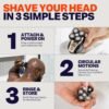 FlexSeries Electric Head & Body Hair Shaver - Mens Cordless Rechargeable Wet/Dry Skull Bald Head Back & Groin Waterproof Razor with Rotary Blades, Clippers, Nose Trimmer, Brush, Massager