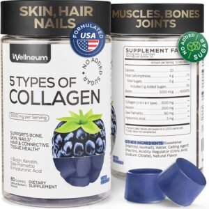 Collagen Peptide Gummies for Women and Men - Collagen Gummy Supplement for Healthy Hair, Skin, Nails and Bones - Hyaluronic Acid, Biotin, Keratin, Saw Palmetto - Sugar Free, No GMO and Gluten