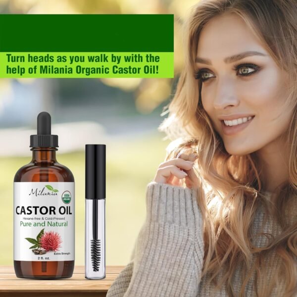 81YaM4Jeu4L._SL1500_.jpg Premium Organic Castor Oil (2 fl. oz.) - Pure Cold-Pressed Beauty & Skincare Serum - Eyelash & Eyebrow Hair Growth Enhancer