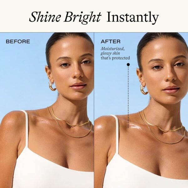 Everyday Humans Sun Glazed SPF30 Sheer Body Glow Oil with Gold Mica | Hydrating Non-Sticky Glowing UV Protection Cruelty Free 5.1 Fl Oz | Bergamot, Squalane, Jojoba Seed Oil | UVA/UVB Broad Spectrum