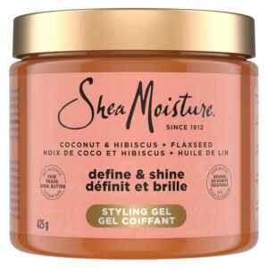 SheaMoisture Define & Shine Styling Gel + Flaxseed Coconut&Hibiscus Hydrates,Holds Your Style All Day Infused With Glycerin,Coconut Oil an Invigorating Sweet Scent ParabenFree Frizz Control Gel 15OZ