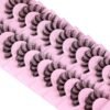 ALPHONSE Russian Lashes Clear Band False Eyelashes Natural Look D-Curly Fake Lashes Russian Strip Faux Mink Eyelashes 9 Pairs Pack