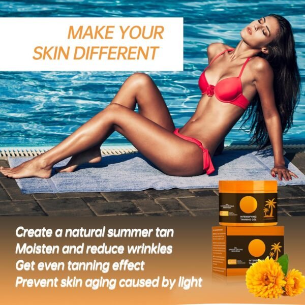 Intensive Tanning Gel, Natural Tanning Accelerator Cream Gel, Hydrating Natural Ingredients for Long Lasting Dark Tan(150g/5.29oz)
