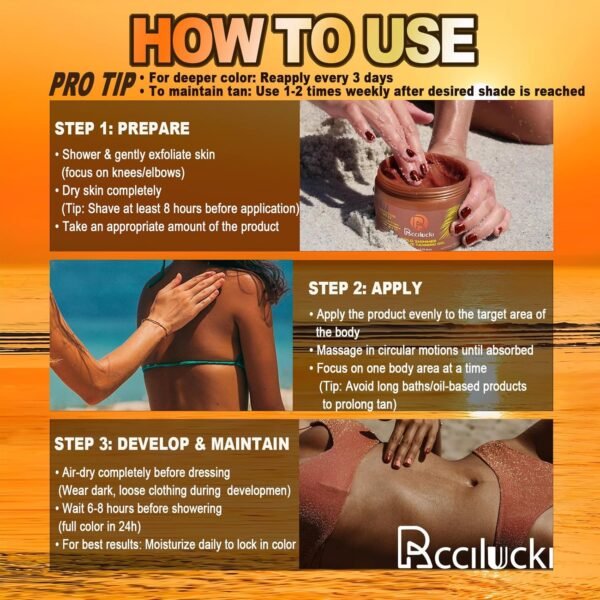 Golden Shimmer Tanning Gel-Browning Tan Accelerator-Hydrating Bronze Enhancer with Carrot & Coconut | Tanning Cream for Sun/Tanning Bed Use (5 Fl Oz)