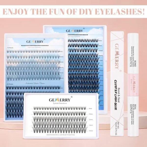 GEMERRY Lash Bond and Seal Waterproof Lash Cluster Glue for Eyelash Clusters - Long Retention 48-72 Hours - DIY Lash Extensions at Home