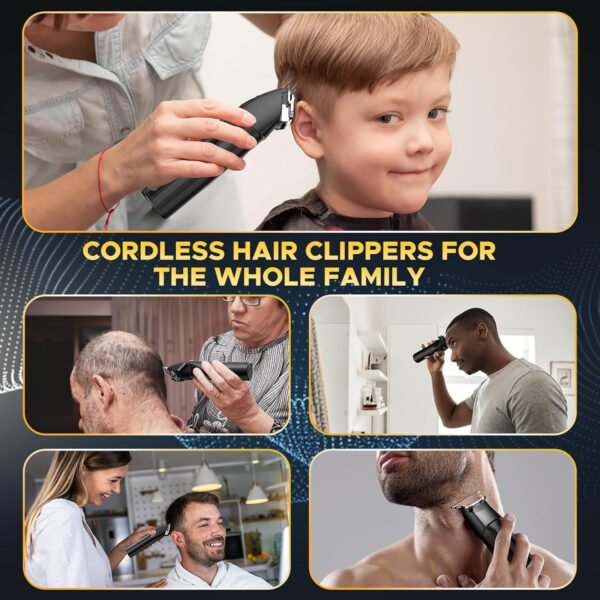 Professional Hair Clippers for Men Cordless Trimmers Kit with LED Display Beard Trimmer for Kid Cordless Beards Trimmer Haircut Grooming Kit Gift for Men Women Barber Kids (Black)