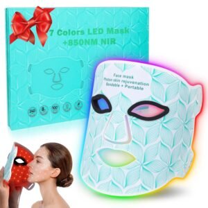 Red Light Therapy for Face, 7＋1 Colors LED Face Mask Light Therapy with 850NM Near-infrared, Portable Rechargeable Red Light Therapy Mask Skin Care Device at Home and Travel for Anti-Aging